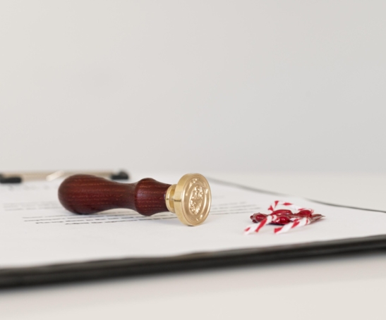 front-view-blurred-certificate-wax-seal